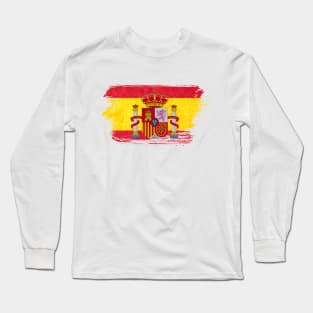 Spain flag - grunge brick stone Long Sleeve T-Shirt